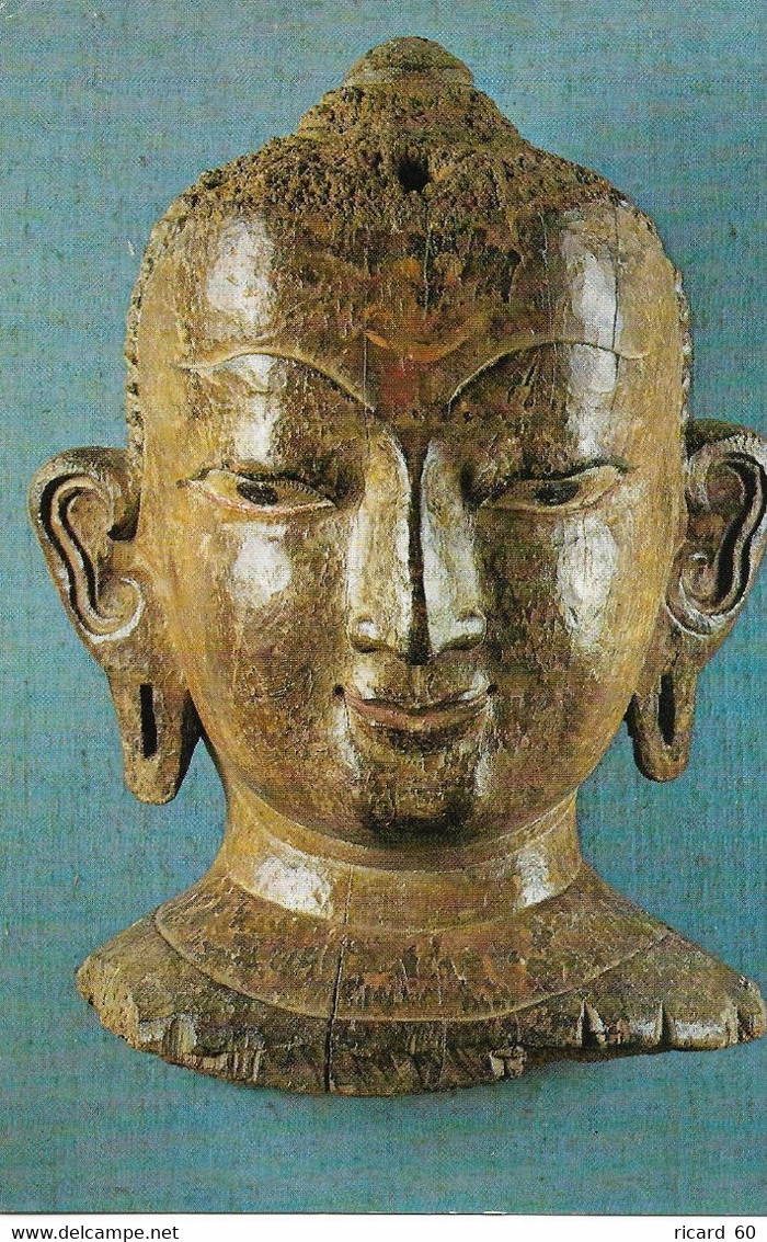 Cp Vierge, Art Religieux, Bouddhisme, Tête Bouddhique, Népal, Bois Polychrome - Buddhism