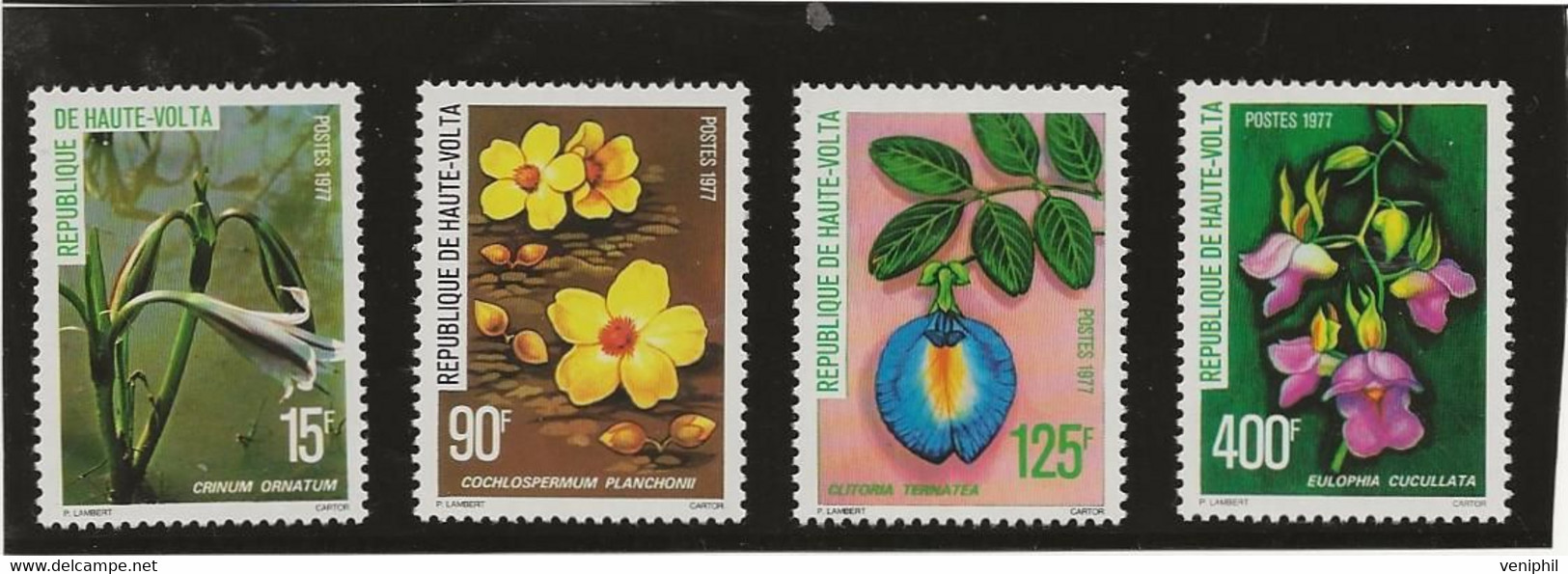 HAUTE - VOLTA  - FLEURS -N°424 à 427 NEUF INFIME CHARNIERE -ANNEE 1977- COTE : 12,50 € - Upper Volta (1958-1984)