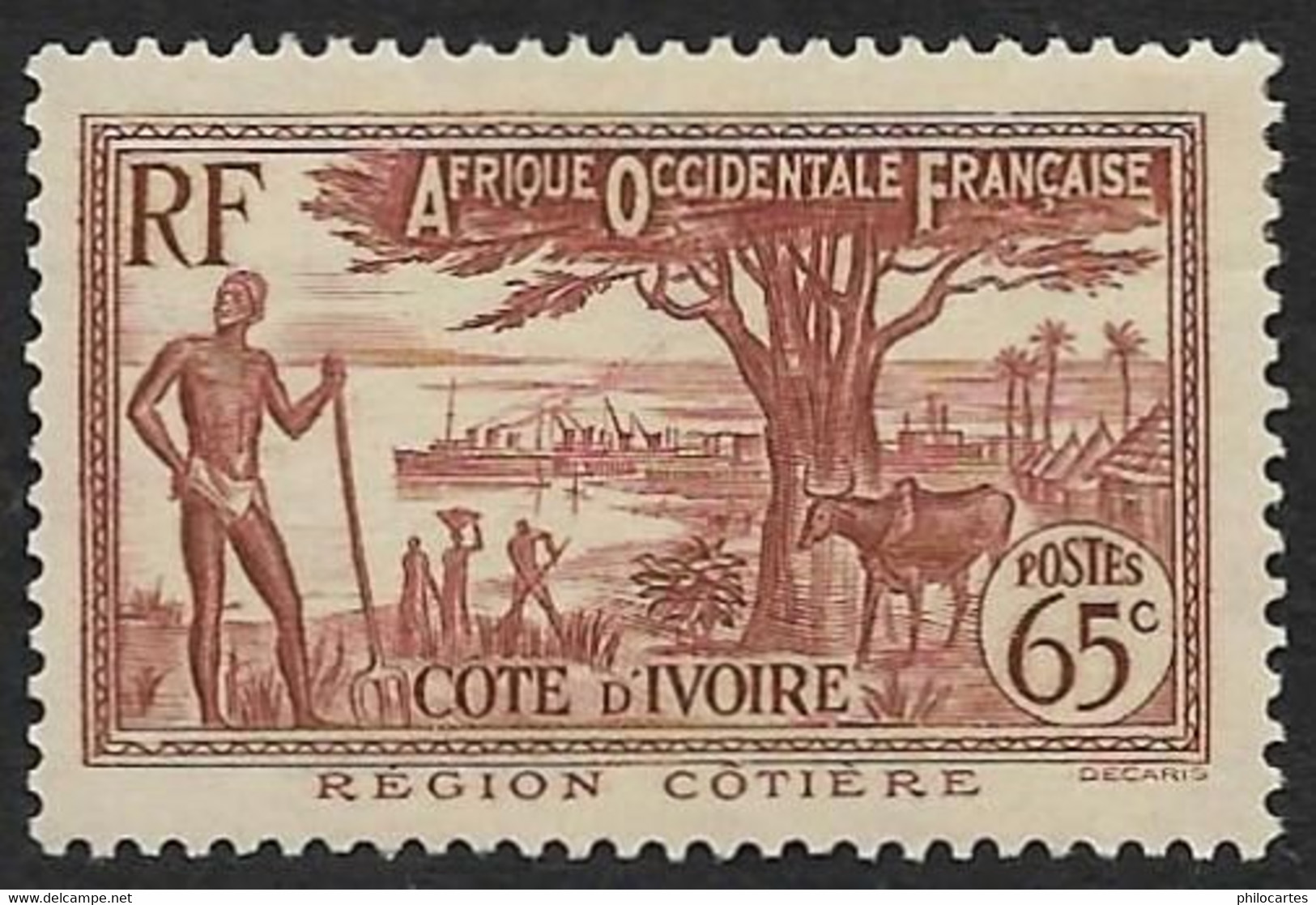 COTE D'IVOIRE   1936-38 -  Y&T  121 - Région Côtière  -  NEUF* + Oblitéré Donné - Unused Stamps