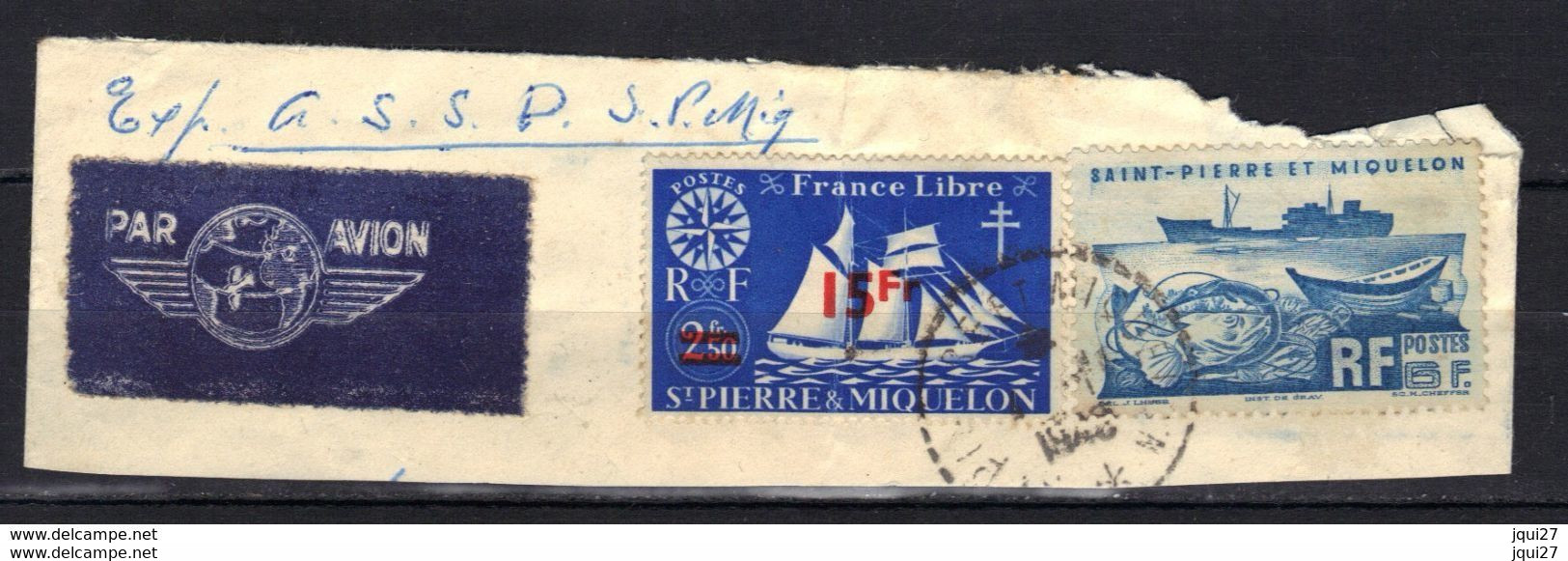St Pierre Et Miquelon N° 322 Et 339 Sur Fragment D'enveloppe - Oblitérés