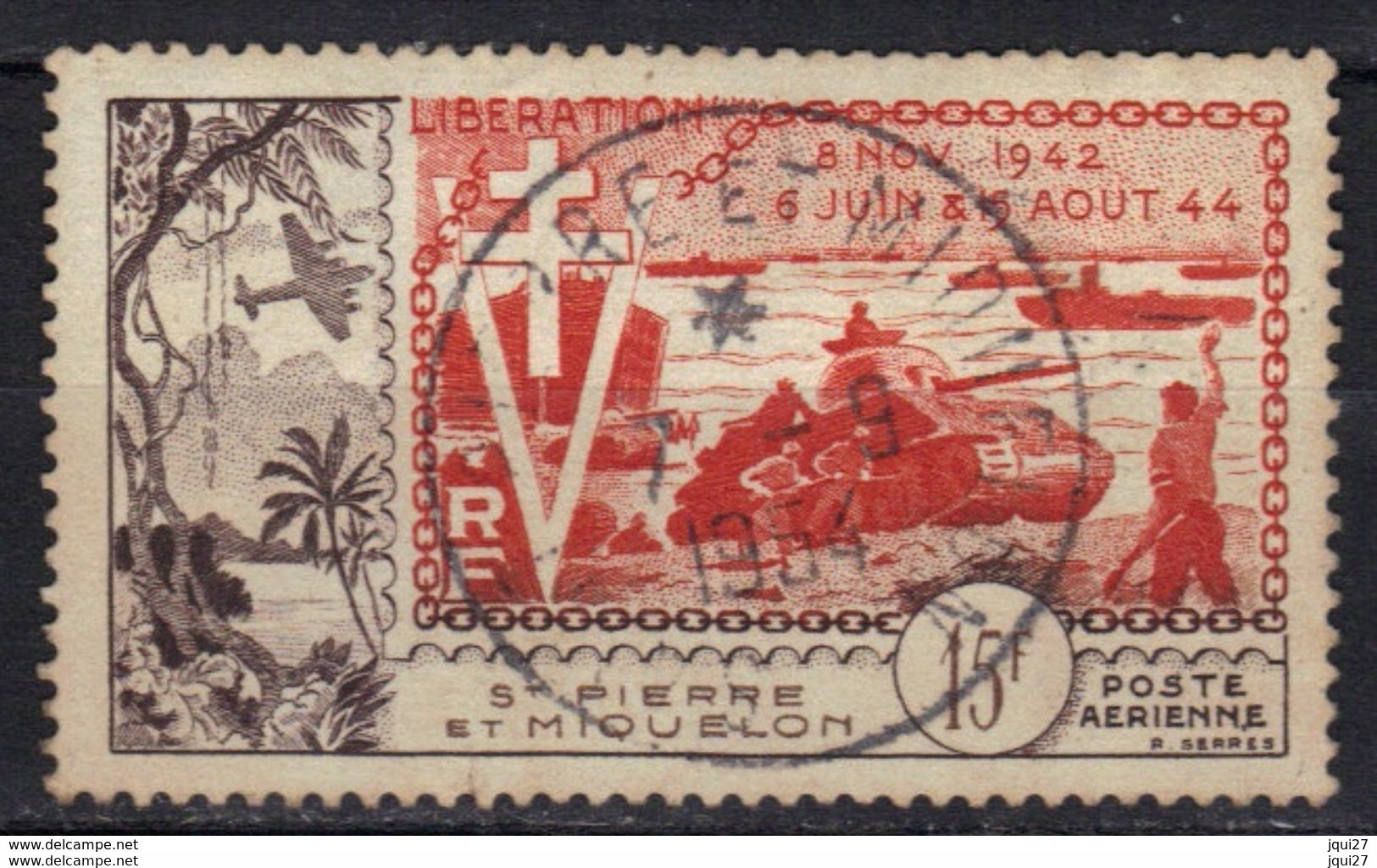 St Pierre Et Miquelon Poste Aérienne N° 22 Oblitération Du 07/09/1954 - Used Stamps