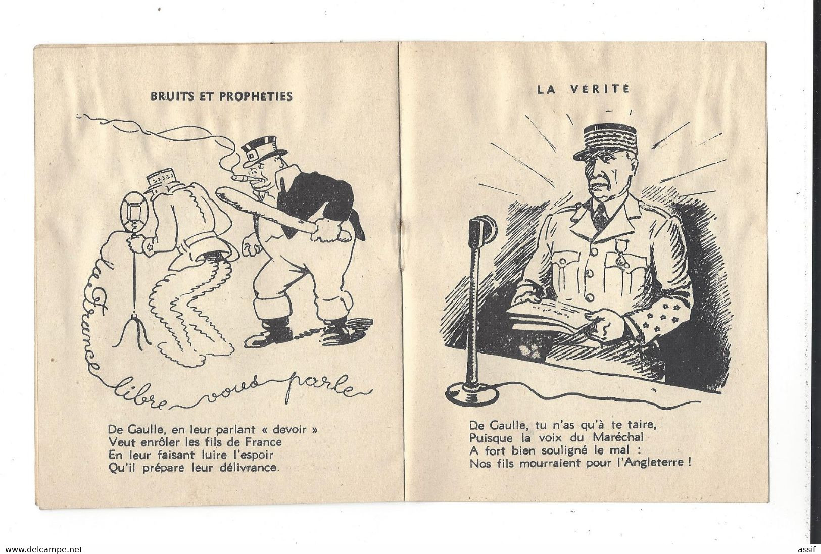 WW 2  Bruits Et Prophéties Qu " On " émet  Et La Vérité Toute Nue  Propagande Pour Pétain - Anti De Gaulle Et Churchill - Non Classificati