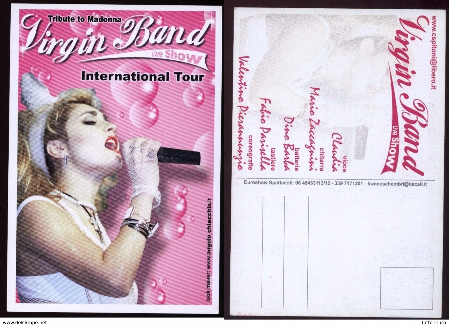 CARTOLINA - VIRGIN BAND - INTERNATIONAL TOUR - TRIBUTE TO MADONNA - REPERTORIO DI CANZONI DI MADONNA - Musica E Musicisti