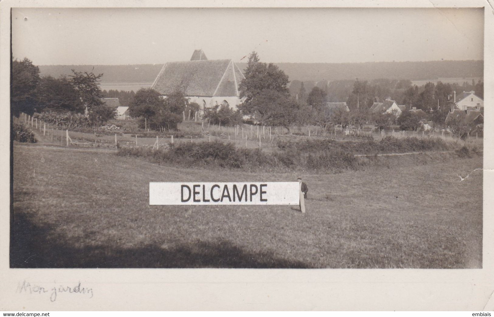 28 - SOREL - Vue Du Jardin Du Propriétaire Et De L'église. Carte Photo 1934 - Sorel-Moussel