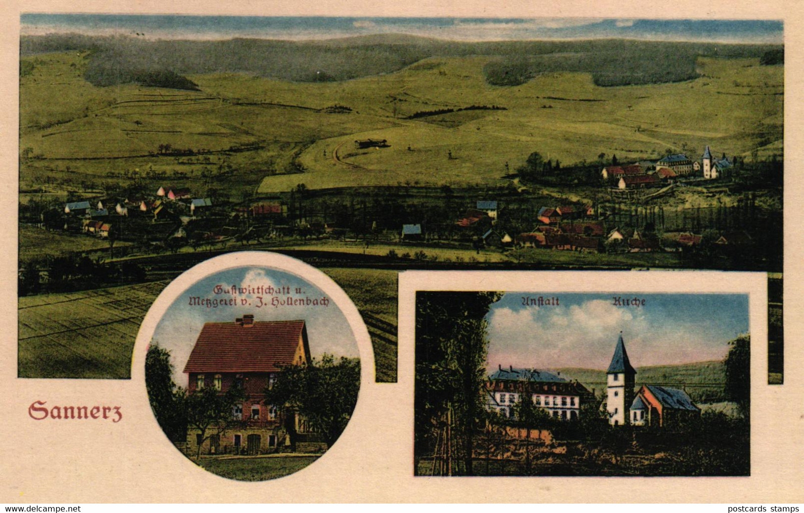 Sinntal - Sannerz, Mit Gastwirtschaft Und Metzgerei Hollenbach, Um 1910 - Main - Kinzig Kreis