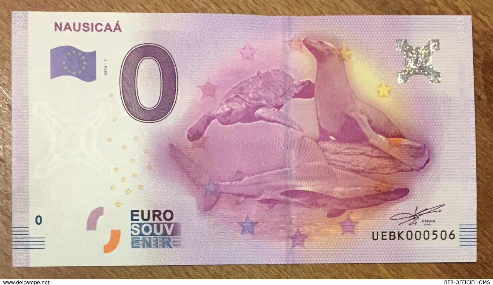 2016 BILLET 0 EURO SOUVENIR DPT 62 NAUSICAÀ ZERO 0 EURO SCHEIN BANKNOTE PAPER MONEY BANK PAPER MONEY - Essais Privés / Non-officiels