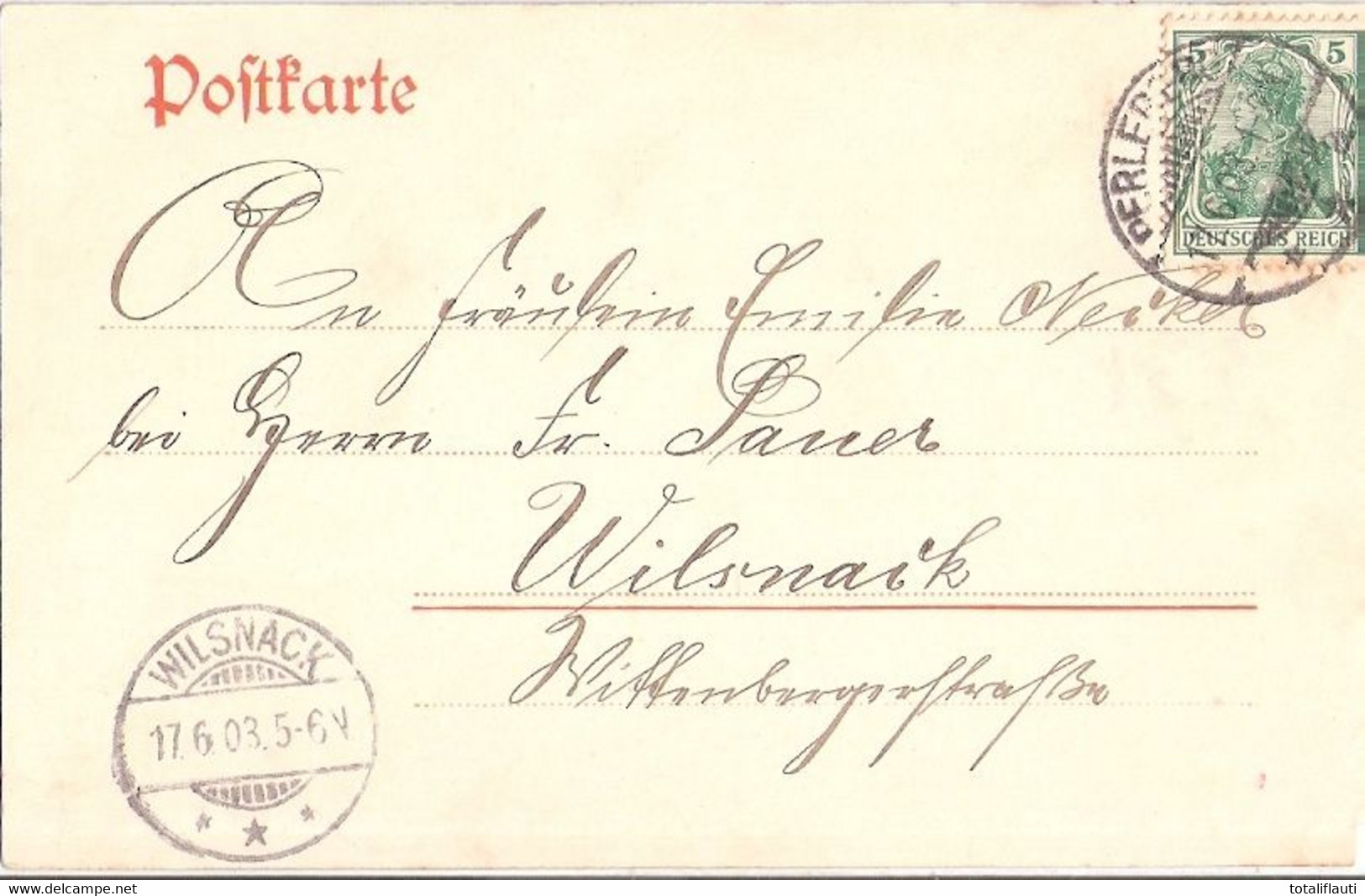 PERLEBERG Prignitz Generaldirection Vieh Versicherung Gesellschaft Grünlich 17.6.1903 Gelaufen - Perleberg