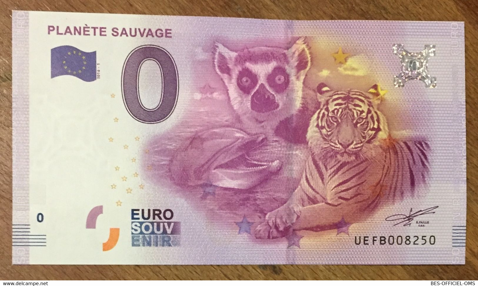 2016 BILLET 0 EURO SOUVENIR DPT 44 PLANÈTE SAUVAGE ZERO 0 EURO SCHEIN BANKNOTE PAPER MONEY BANK - Essais Privés / Non-officiels