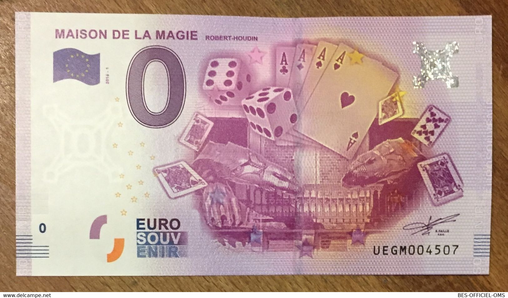 2016 BILLET 0 EURO SOUVENIR DPT 41 MAISON DE LA MAGIE ROBERT HOUDIN ZERO 0 EURO SCHEIN BANKNOTE PAPER MONEY BANK - Privatentwürfe