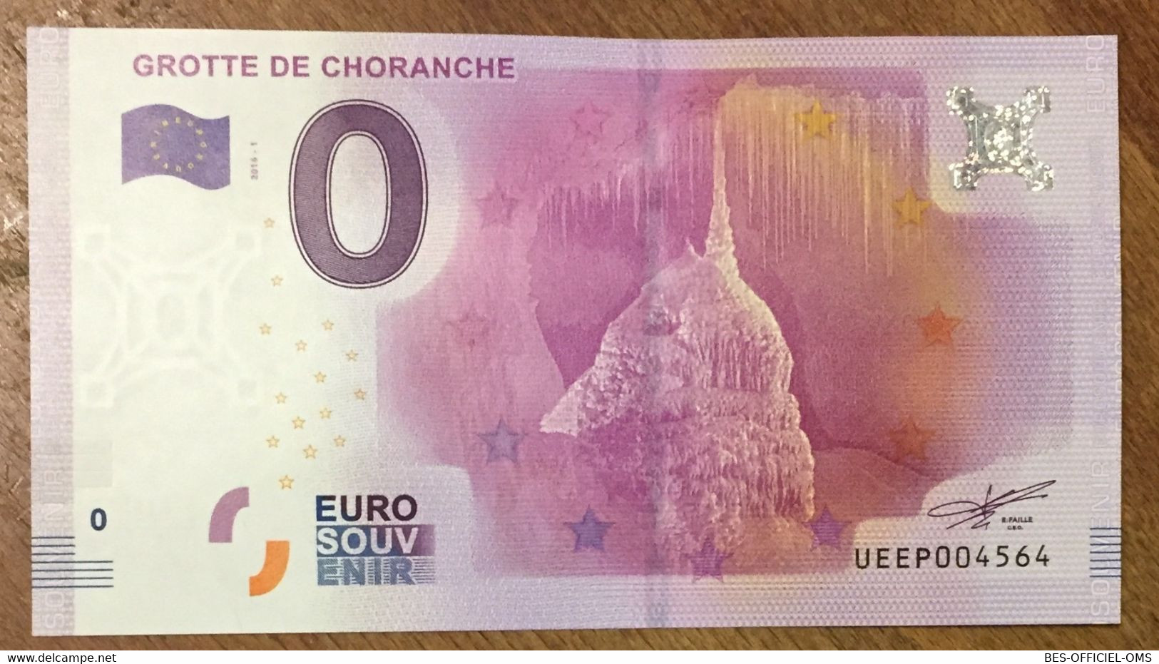 2016 BILLET 0 EURO SOUVENIR DPT 38 GROTTE DE CHORANCHE ZERO 0 EURO SCHEIN BANKNOTE PAPER MONEY BANK - Privatentwürfe