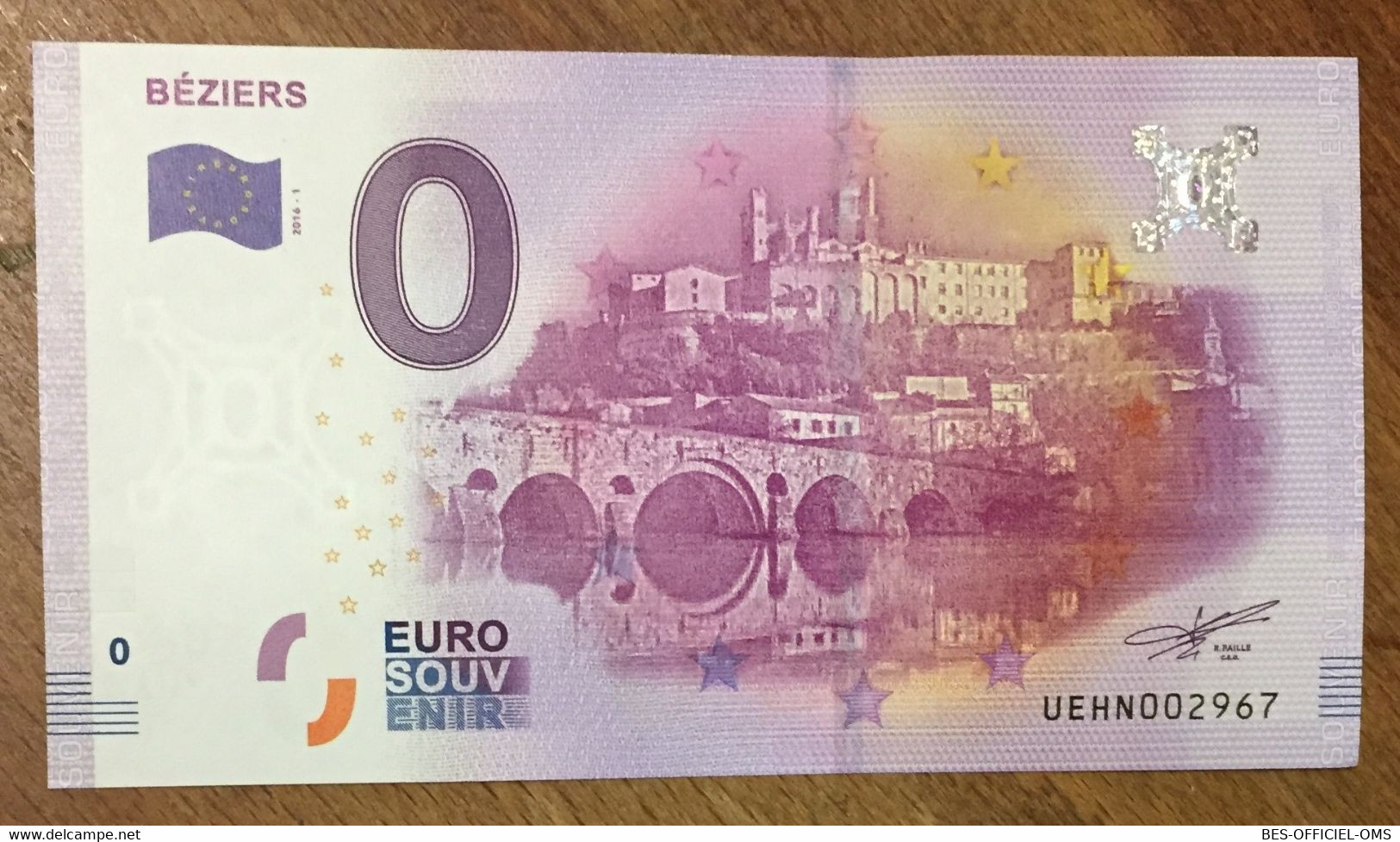2016 BILLET 0 EURO SOUVENIR DPT 34 BÉZIERS ZERO 0 EURO SCHEIN BANKNOTE PAPER MONEY BANK - Essais Privés / Non-officiels