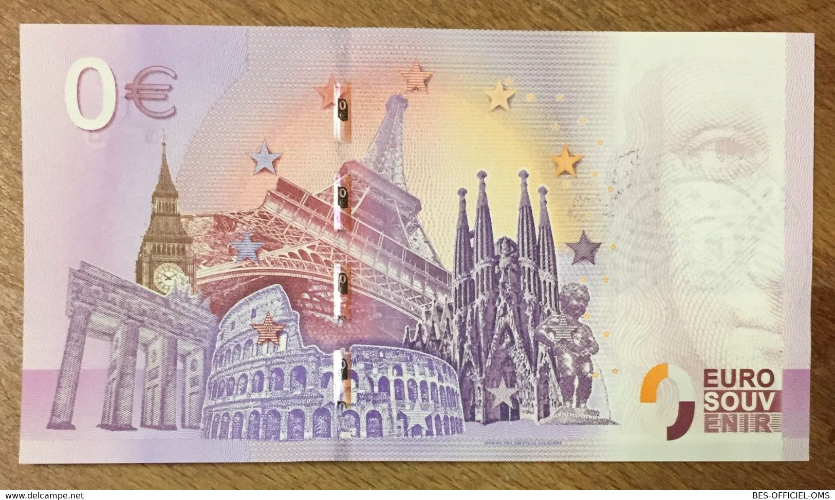 2016 BILLET 0 EURO SOUVENIR DPT 33 BORDEAUX LE PONT + TIMBRE ZERO 0 EURO SCHEIN BANKNOTE PAPER MONEY BANK - Essais Privés / Non-officiels