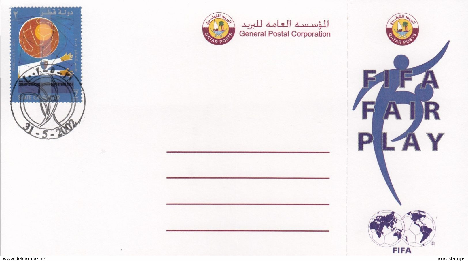 2002 QATAR FIFA WORLD CUP Post Card Unused - Qatar