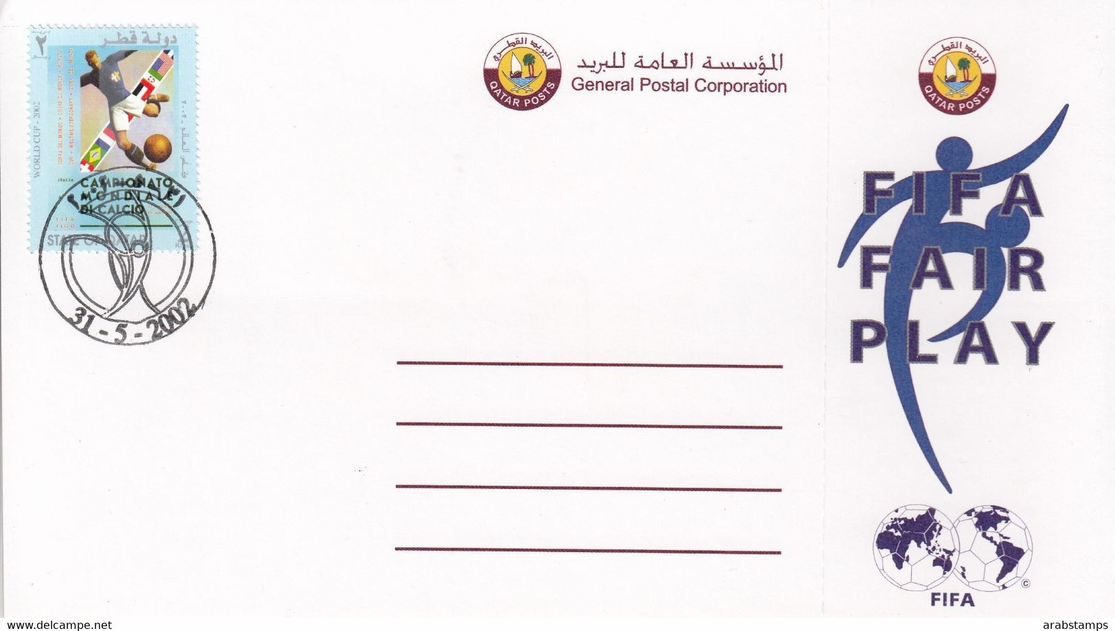 2002 QATAR FIFA WORLD CUP Post Card Unused - Qatar