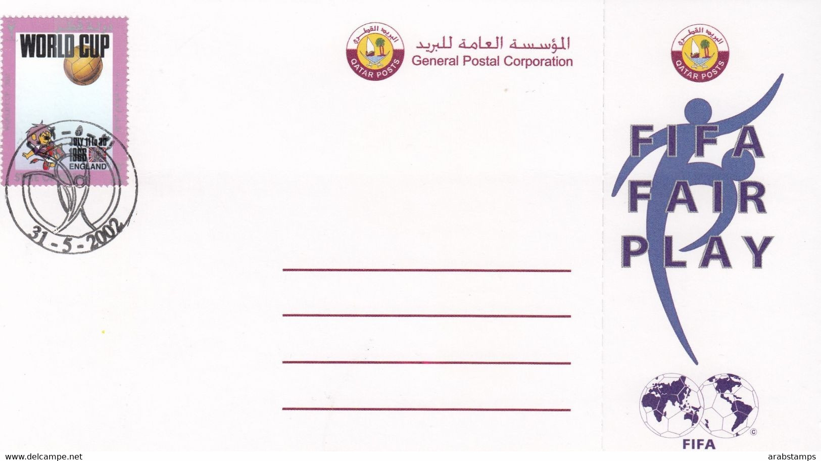 2002 QATAR FIFA WORLD CUP Post Card Unused - Qatar