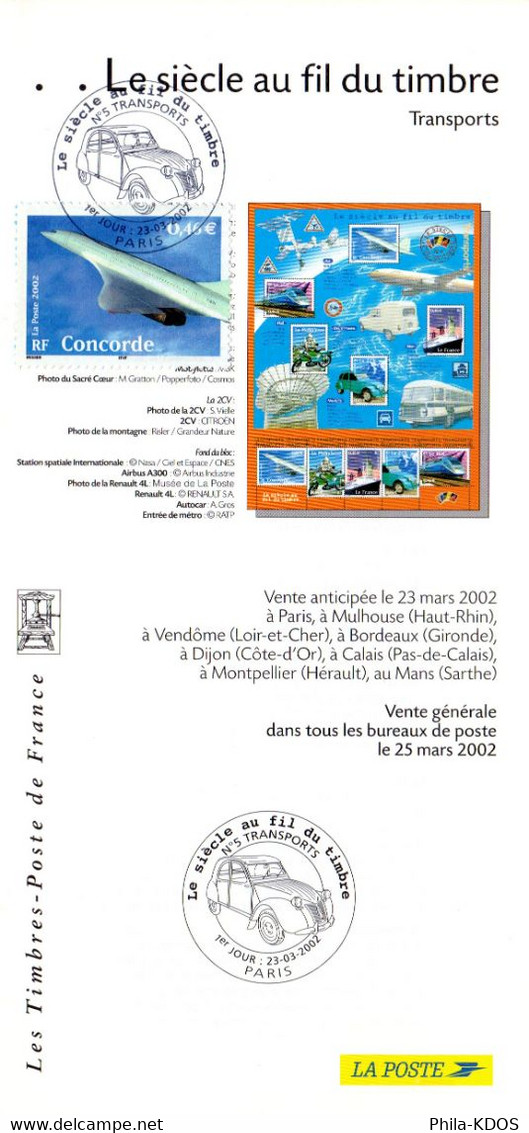 " CONCORDE " Sur Fascicule Dépliant Publicitaire Multilingue 1er Jour De 2002. N° YT 3471. Parfait état - Concorde