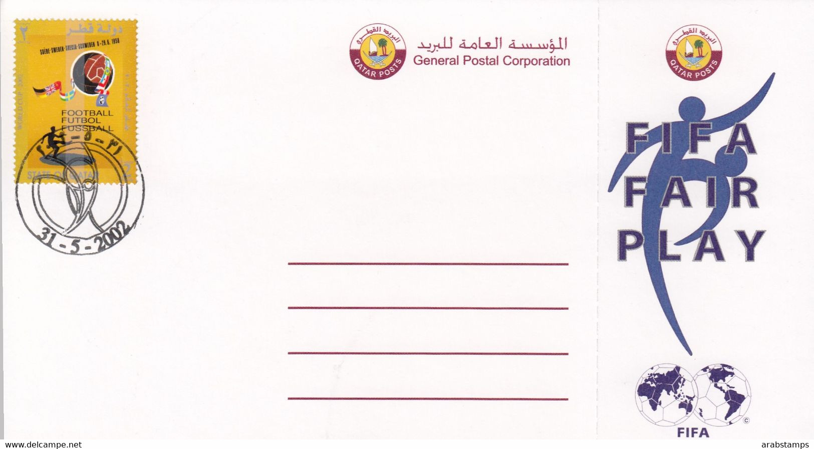 2002 QATAR FIFA WORLD CUP Post Card Unused - Qatar