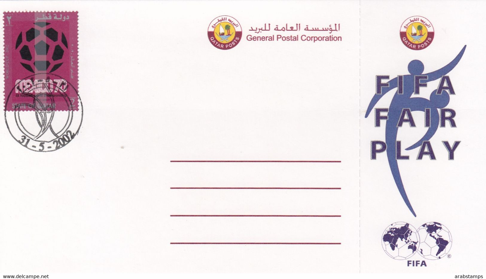 2002 QATAR FIFA WORLD CUP Post Card Unused - Qatar