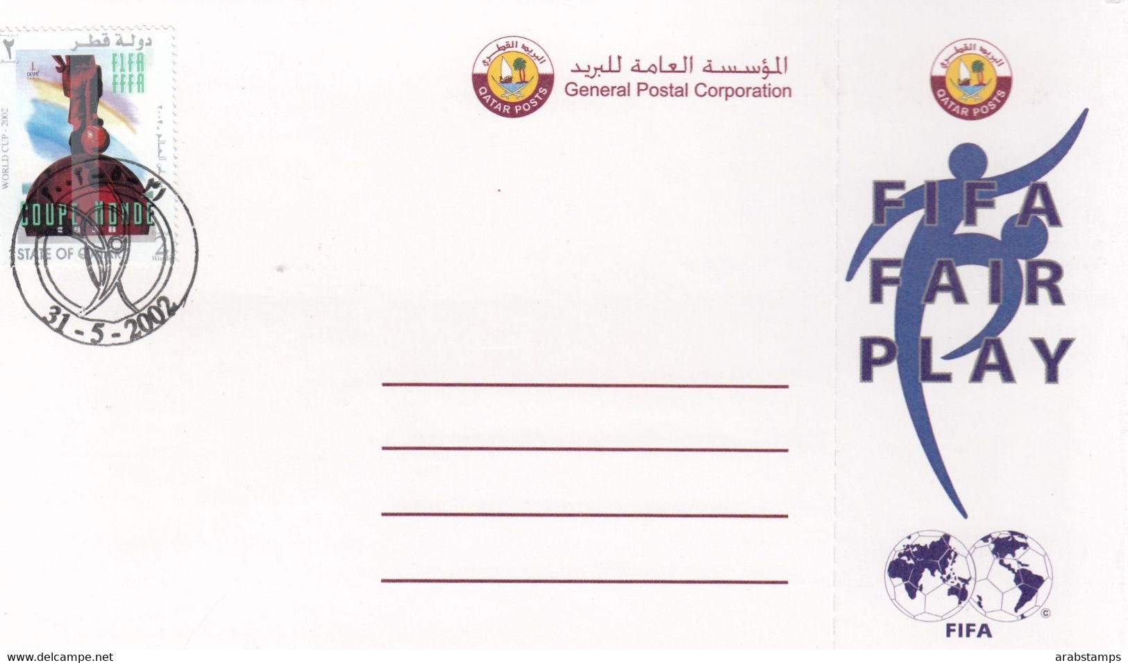 2002 QATAR FIFA WORLD CUP Post Card Unused - Qatar