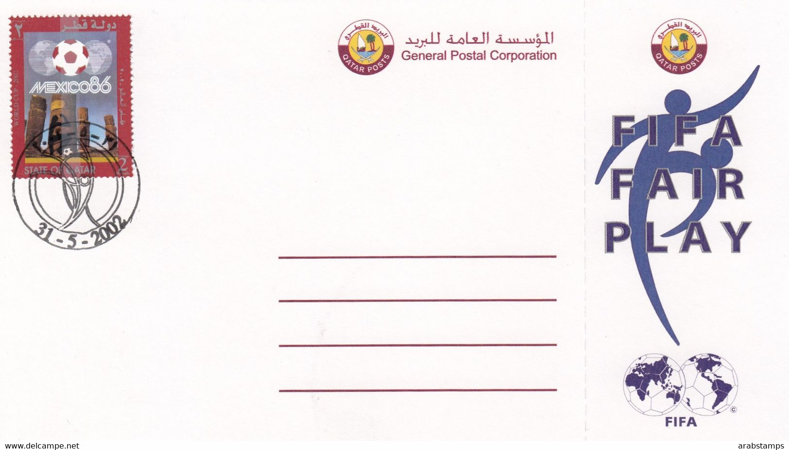 2002 QATAR FIFA WORLD CUP Post Card Unused - Qatar