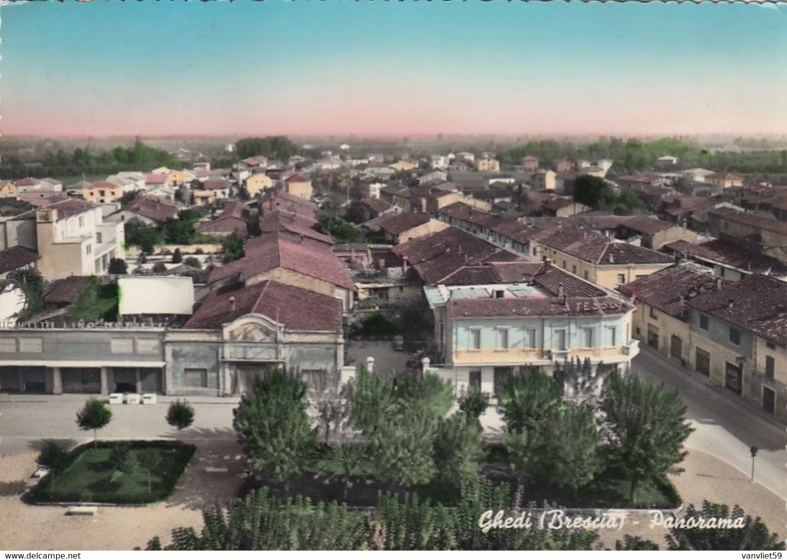 GHEDI-BRESCIA-PANORAMA-CARTOLINA VERA FOTOGRAFIA-VIAGGIATA IL 10-8-1960 - Brescia