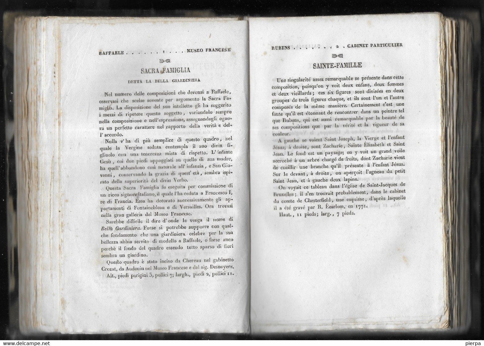 GALLERIA UNIVERSALE DI PITTURA E SCULTURA - EDITORE D. BONATTI 1836 - MILANO - TESTO IN FRANCESE ED ITALIANO - Libri Antichi