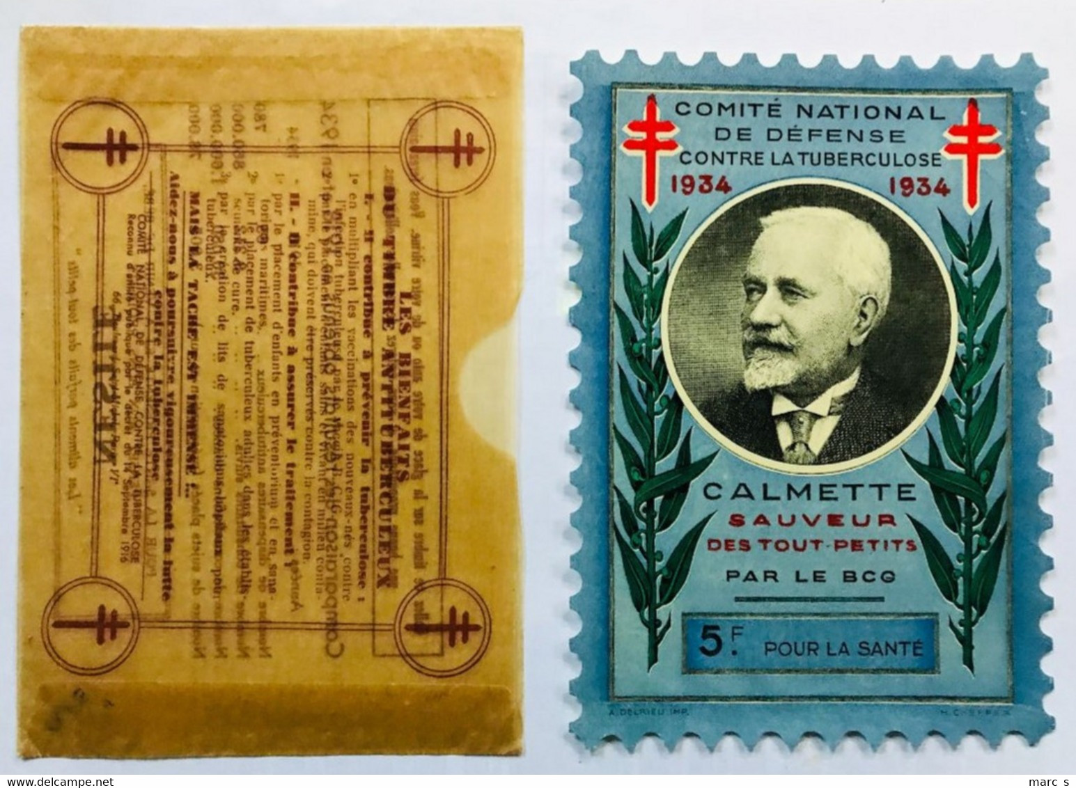 VIGNETTE TUBERCULOSE 1934 GRAND FORMAT 5F - MNH - Antituberculeux