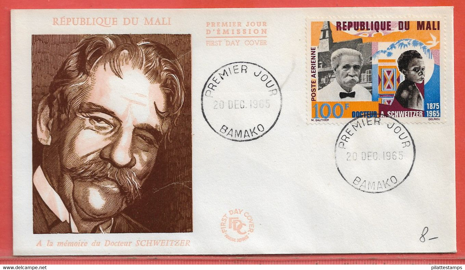 SCHWEITZER MALI FDC DE 1965 DE BAMAKO - Albert Schweitzer