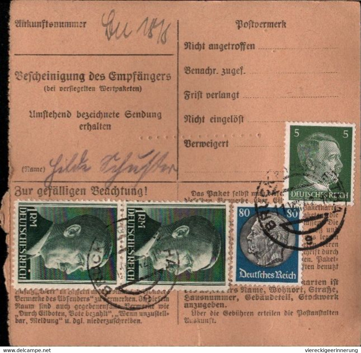 ! 1943 Bruck (Leitha) Nach Borsdorf, Nachnahme Paketkarte, Deutsches Reich, 3. Reich - Covers & Documents