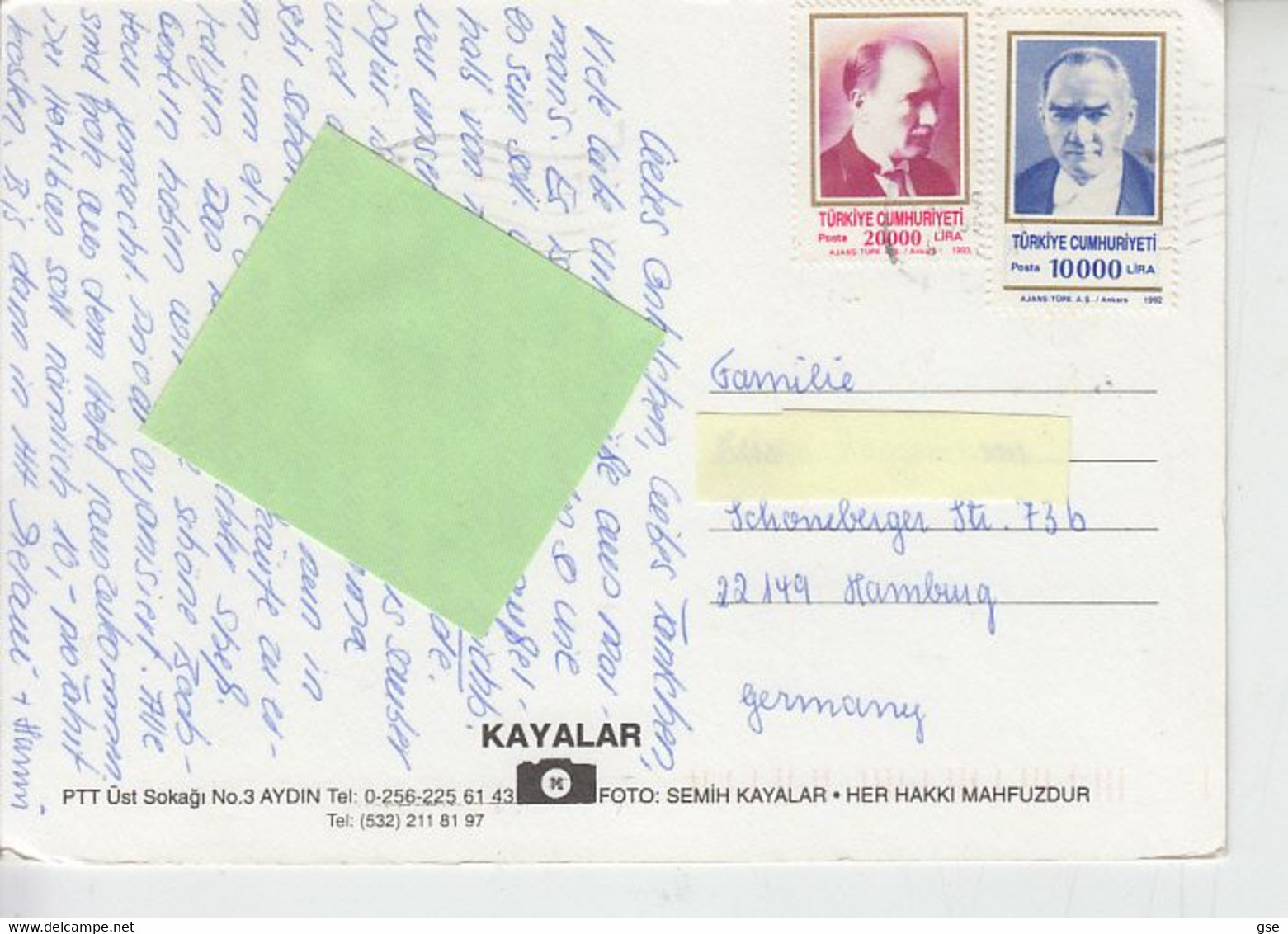 TURCHIA  1993 - Unificato 2707-2757  Su Catolina Per Germania - Lettres & Documents