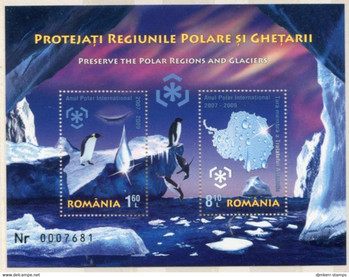 ROMANIA 2009 Protection Of Poles And Glaciers Block MNH / **.  Michel Block 444 - Blocs-feuillets