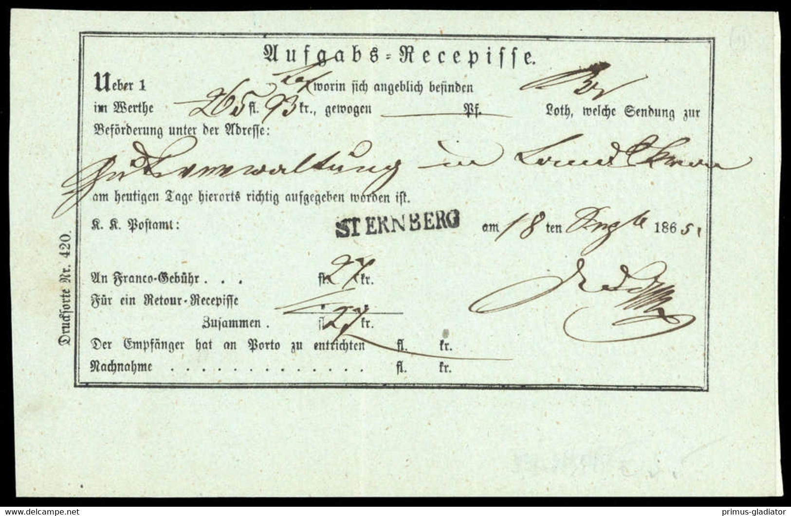 1865, Österreich, Brief - Meccanofilia