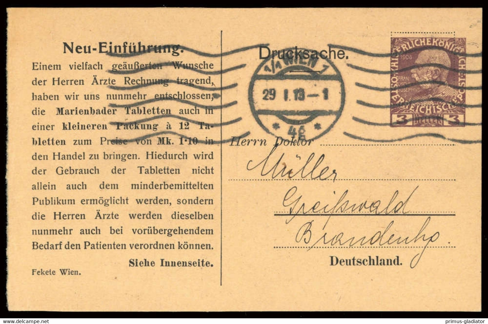 1913, Österreich, PP, Brief - Mechanische Stempel