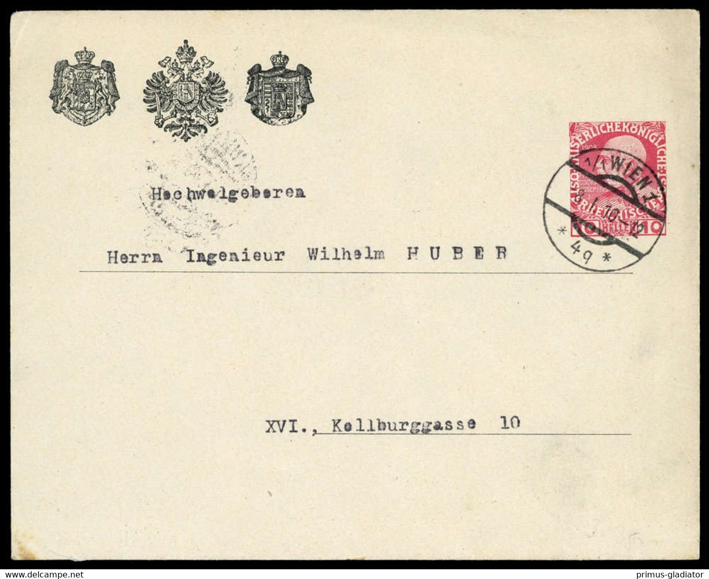 1910, Österreich, PU, Brief - Mechanische Stempel