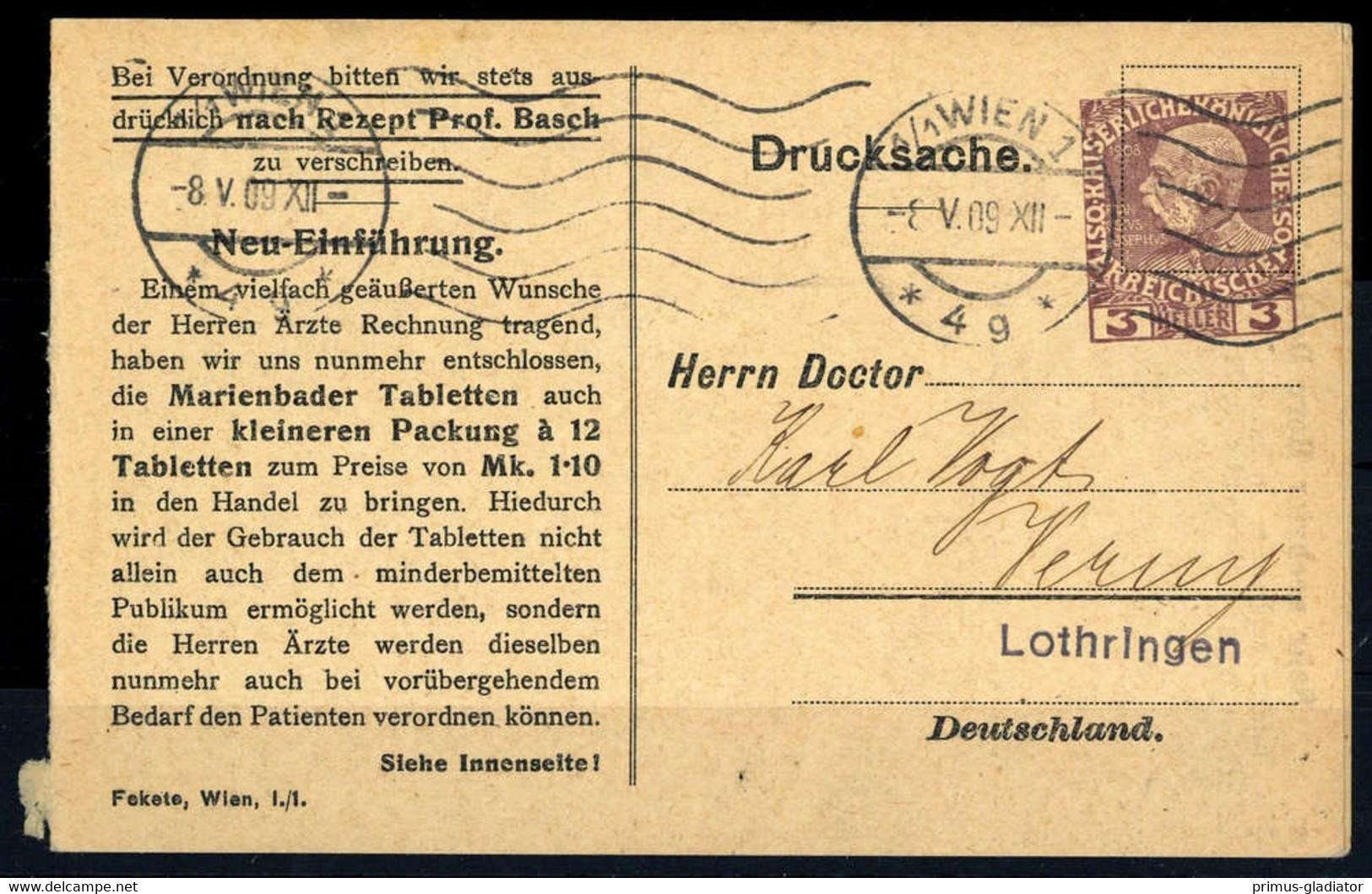 1909, Österreich, GA, Brief - Machine Postmarks