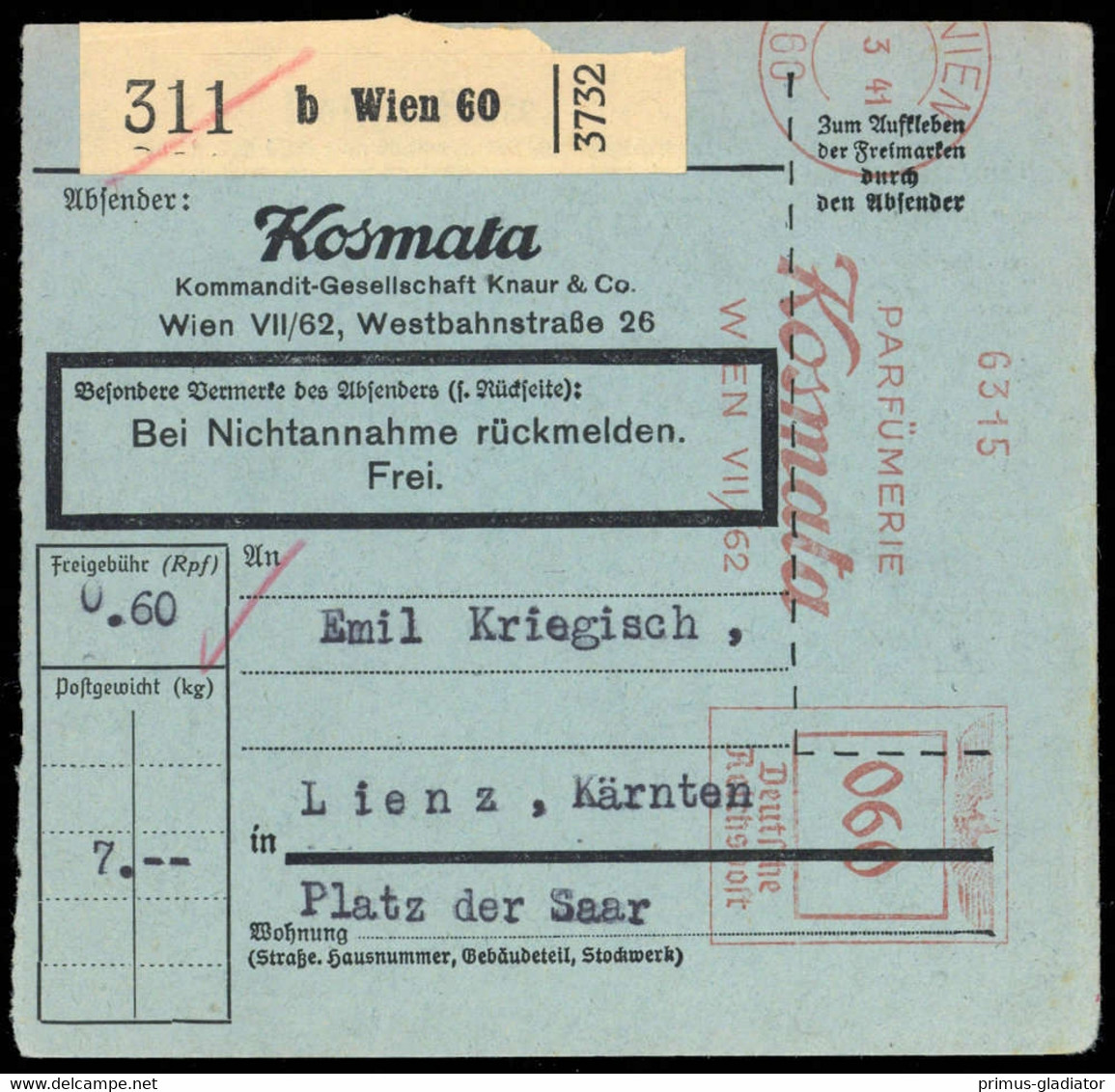 1941, Österreich, Brief - Mechanische Stempel