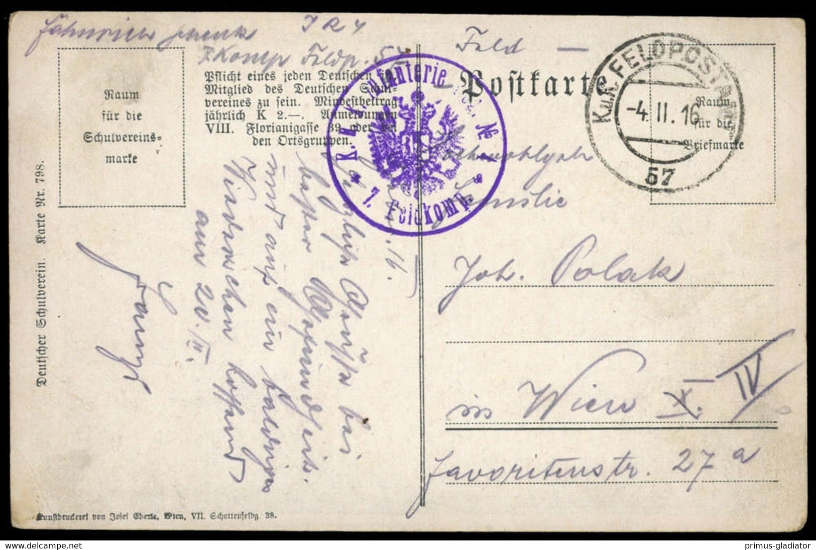 1916, Österreich, Brief - Mechanische Stempel