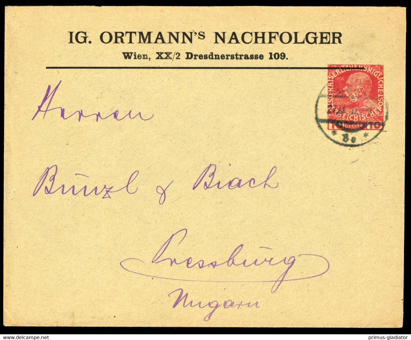 1912, Österreich, PU, Brief - Oblitérations Mécaniques