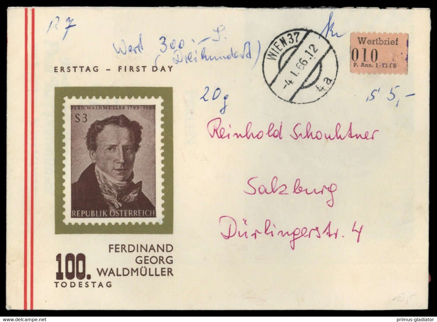 1966, Österreich, Brief - Mechanische Stempel