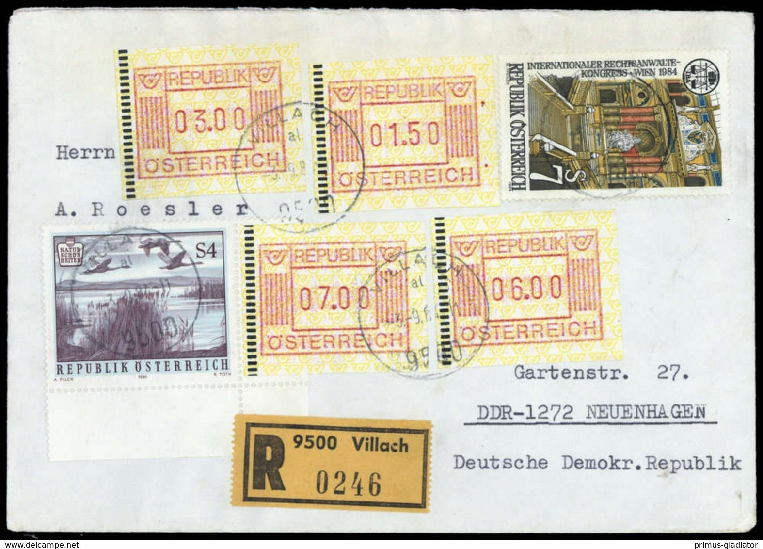 1984, Österreich, ATM 1 (4) U.a., Brief - Oblitérations Mécaniques