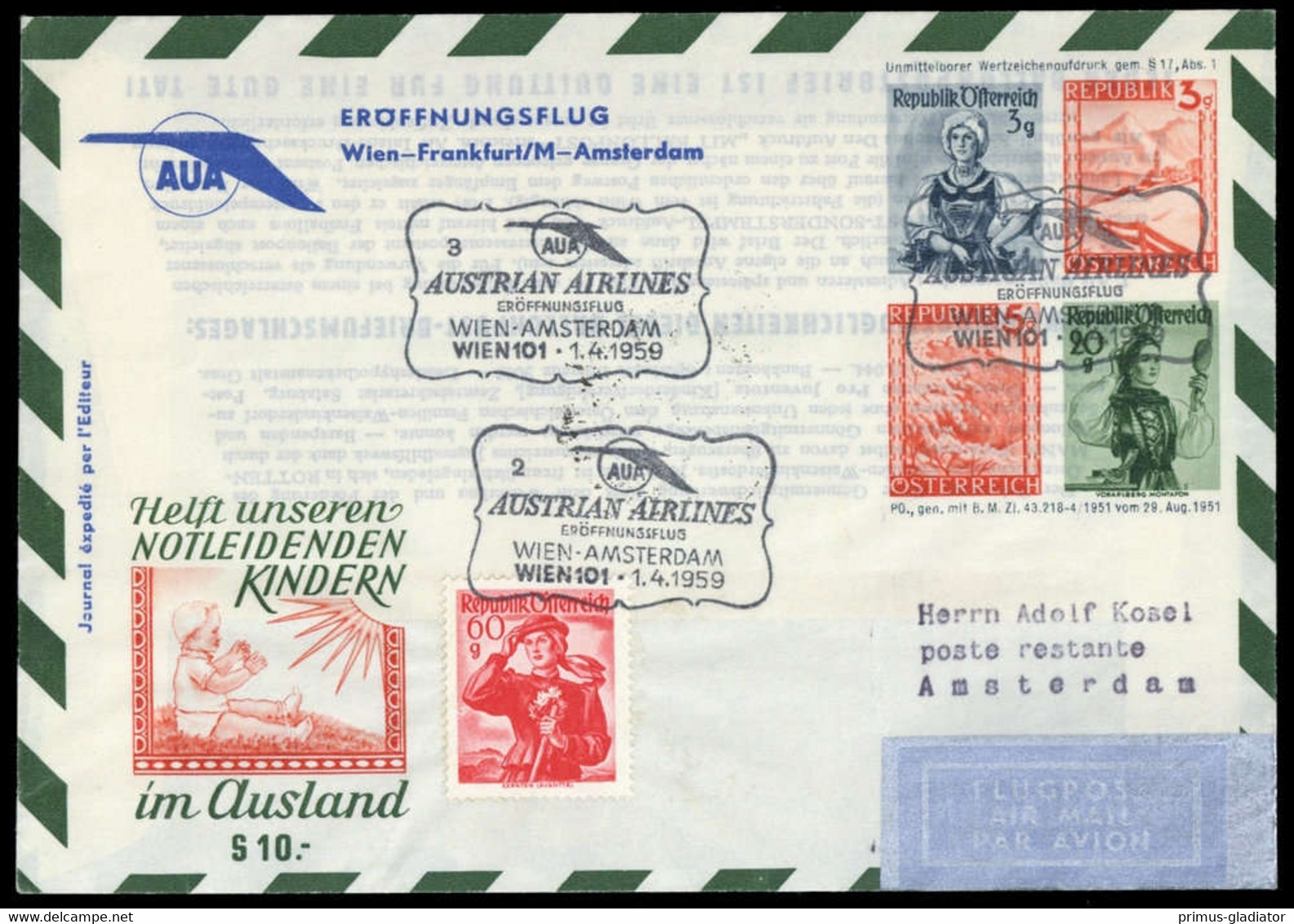 1959, Österreich, PU U.a., Brief - Oblitérations Mécaniques