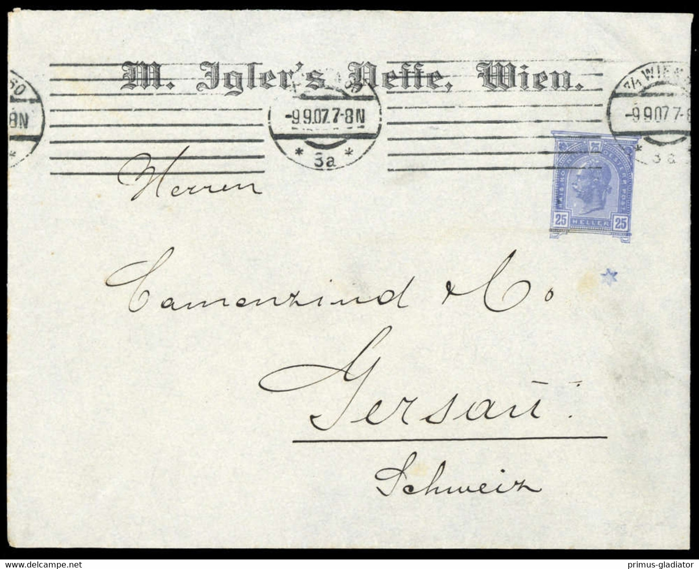 1907, Österreich, PU, Brief - Machine Postmarks