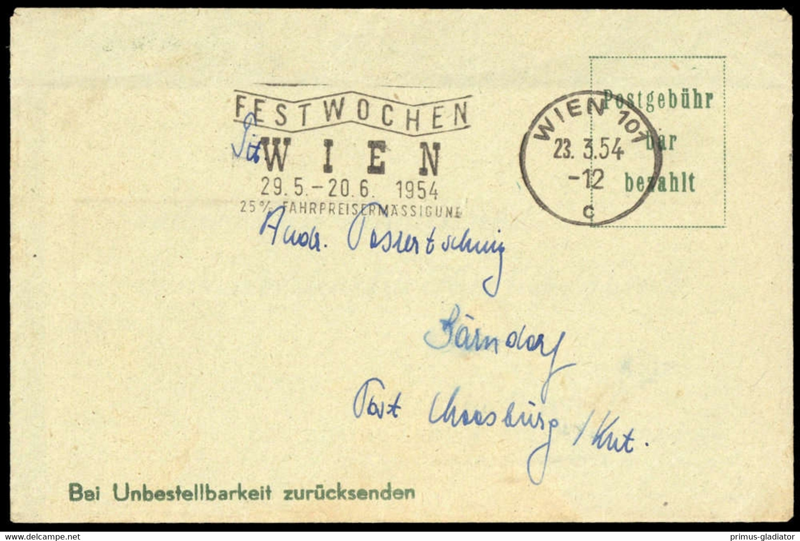 1954, Österreich, Brief - Machine Postmarks