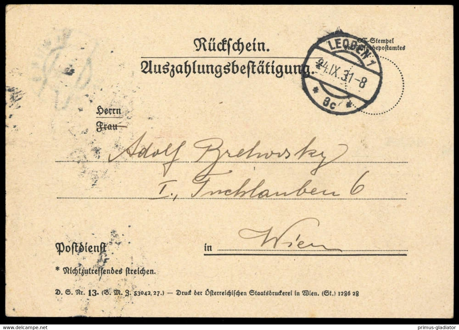 1931, Österreich, Brief - Machine Postmarks