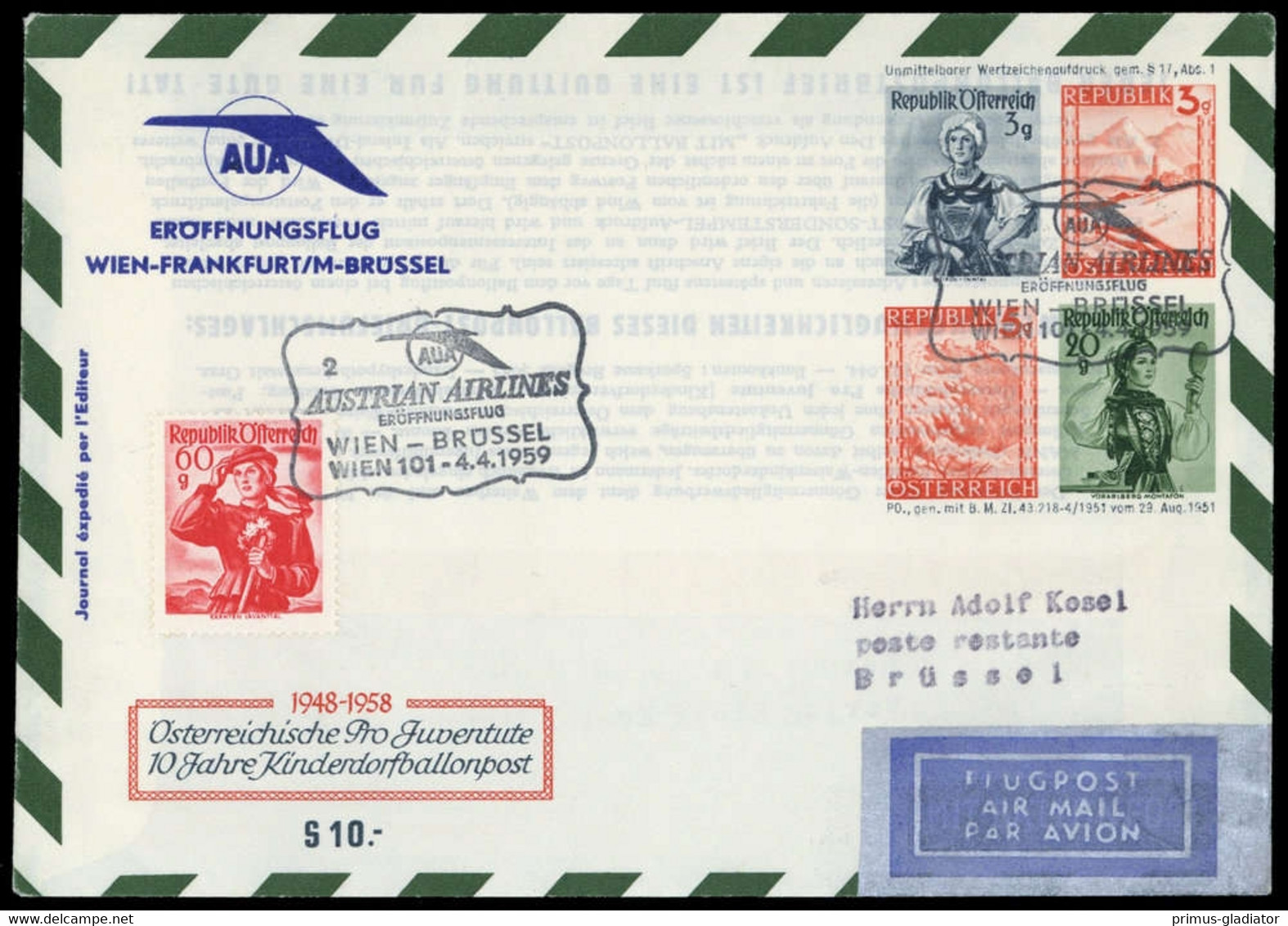 1959, Österreich, PU U.a., Brief - Machine Postmarks