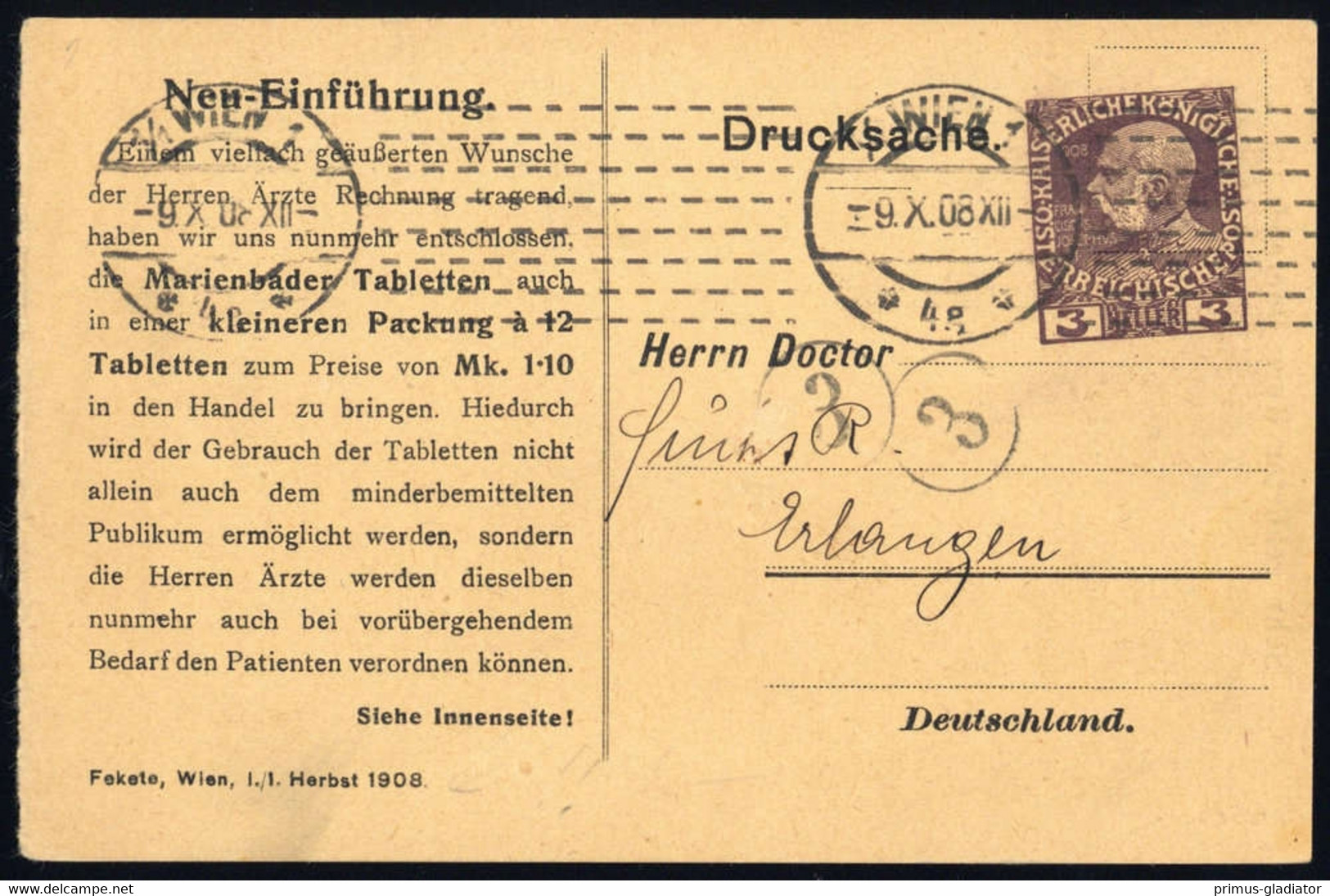 1908, Österreich, PP, Brief - Oblitérations Mécaniques