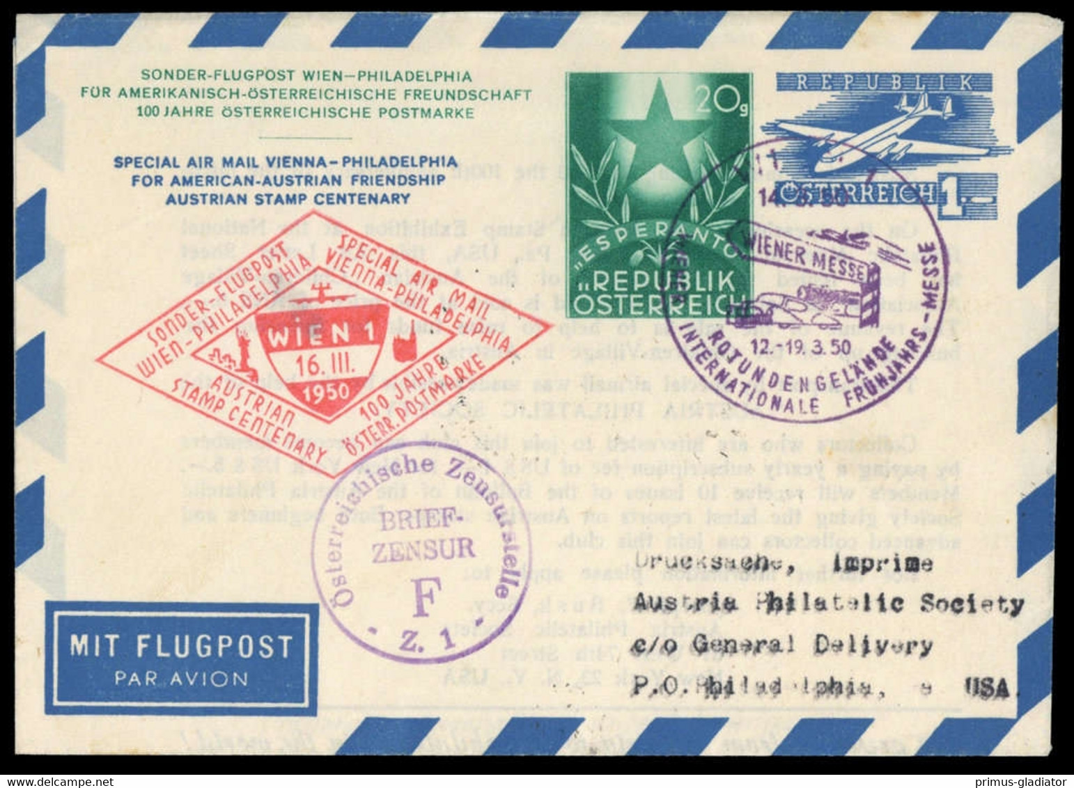 1950, Österreich, PU , Brief - Oblitérations Mécaniques
