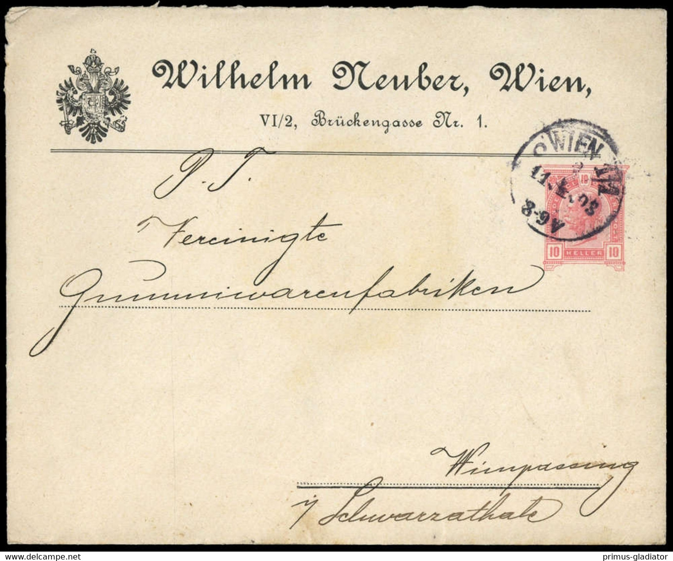 1903, Österreich, PU, Brief - Oblitérations Mécaniques