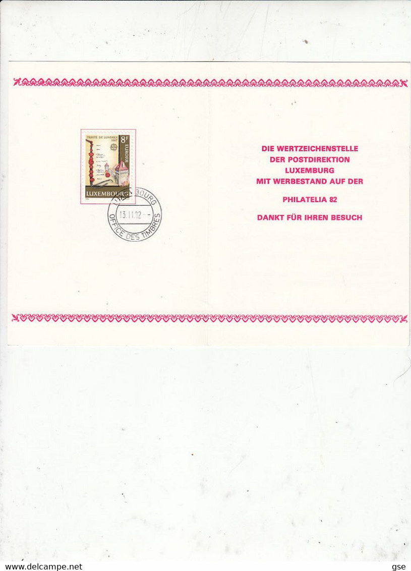 LUSSEMBURGO  1982 - Cartoncino  EUROPA - 1965-91 Giovanni