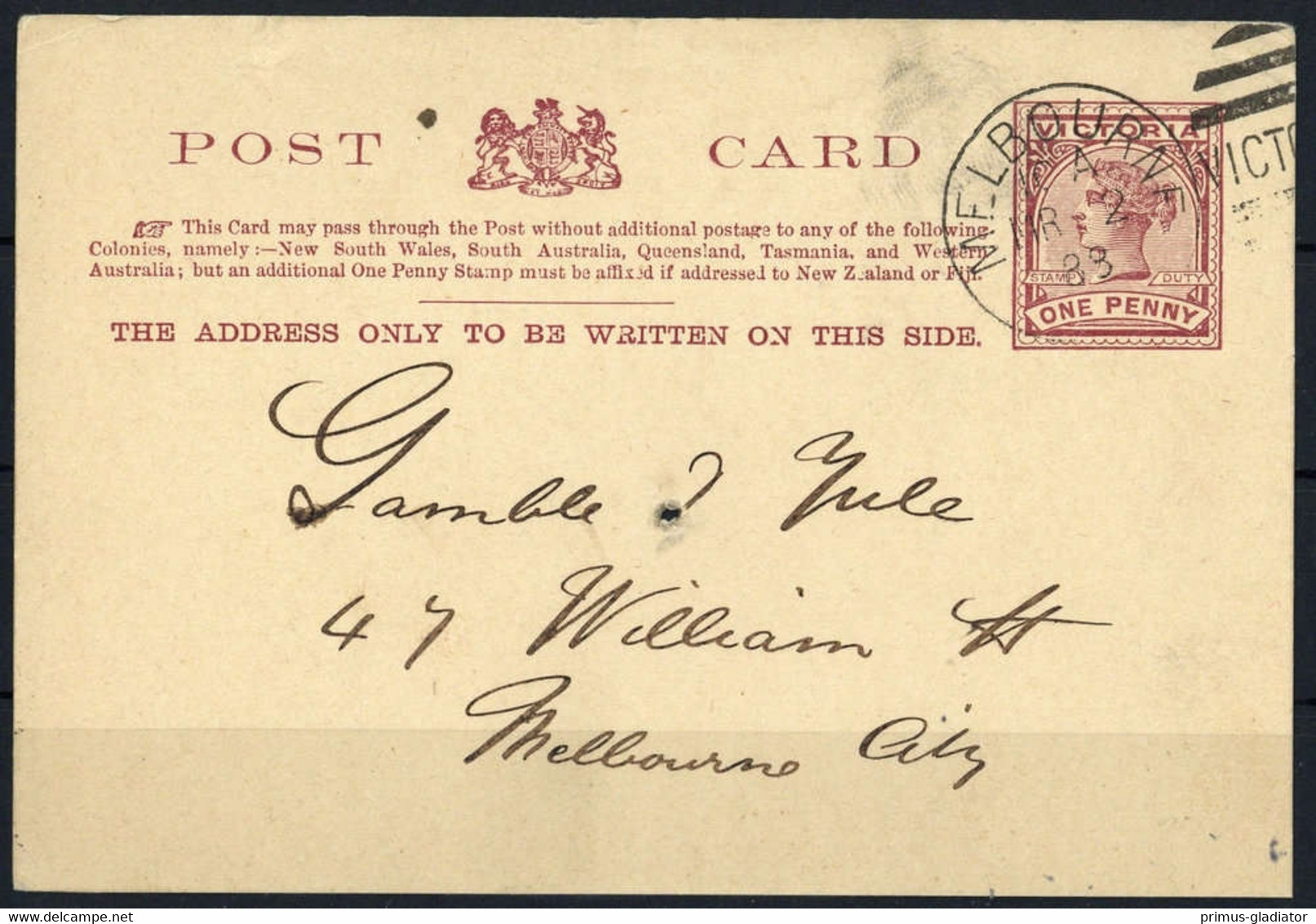 1887, Victoria, P 8, Brief - Ohne Zuordnung